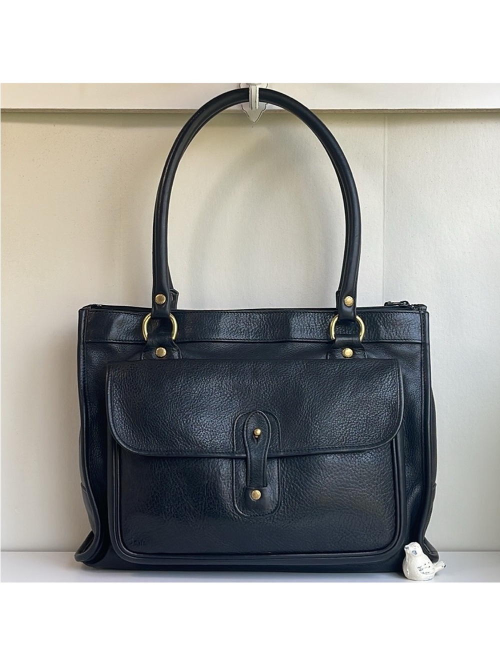 GHURKA The Runabout Black Genuine Leather Tote